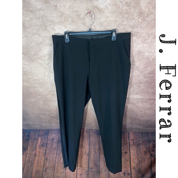J. Ferrar~Super Slim Black Tuxedo pants~Flat front~36”x29”~EUC - Picture 1 of 5